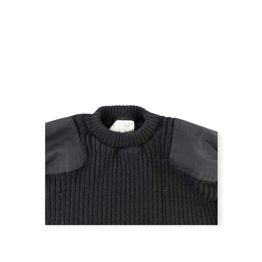 Jack Young Military Wool Commando Sweater Mens Large  Black Made In USA Knit